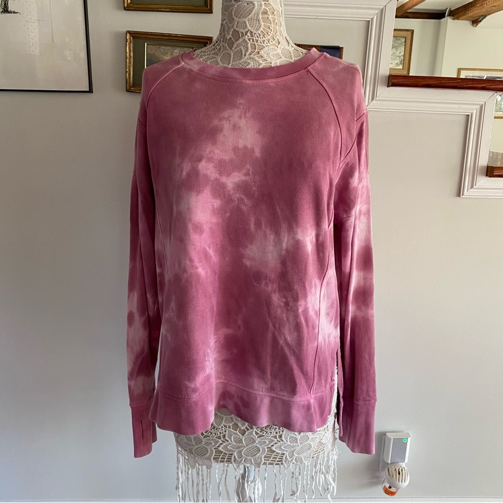 SWEATY BETTY Pink Tie Dye Crewneck Sweatshirt M